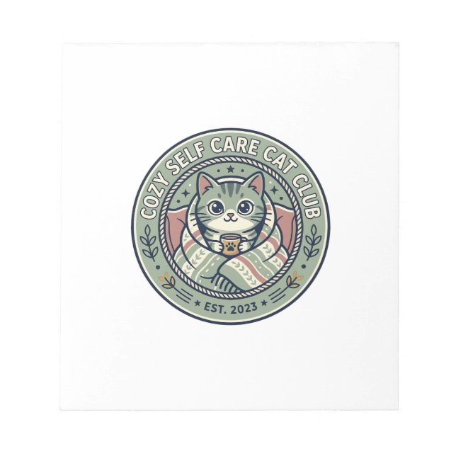 Bloco De Notas Camiseta Gráfica de Gato de Auto Cuidado Aconchega (Frente)