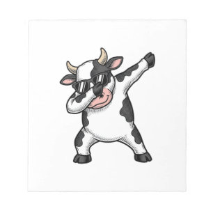 Bloco De Notas Camiseta Gráfica de Óculos de Sol de Vaca Dabbing