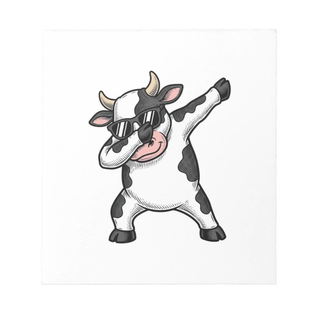 Bloco De Notas Camiseta Gráfica de Óculos de Sol de Vaca Dabbing  (Frente)