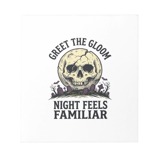Bloco De Notas Camiseta Gráfica Lua Assustadora Crânio Halloween_ (Frente)