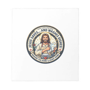 Bloco De Notas Camiseta Humor Tarefas de Lavanderia Jesus Gráfico