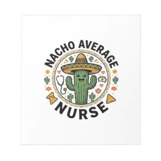 Bloco De Notas Camiseta Nacho Average Nurse Cactus Fiesta Design_
