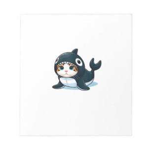 Bloco De Notas Camiseta sem Mangas de Gato com Fantasia de Orca