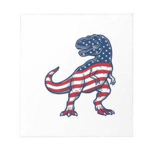 Bloco De Notas Camiseta T-Rex Patriota Bandeira Americana_1