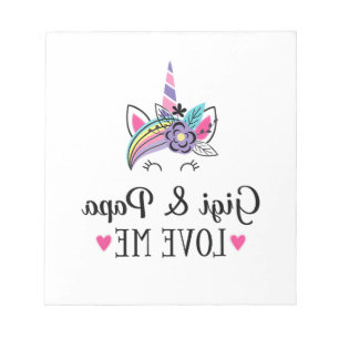 Bloco De Notas Camiseta Unicórnio Eu Amo Gigi e Papai para Crianç
