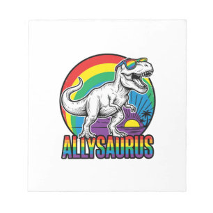 Bloco De Notas Camiseta Vintage de Dinossauro Arco-íris Allysauru