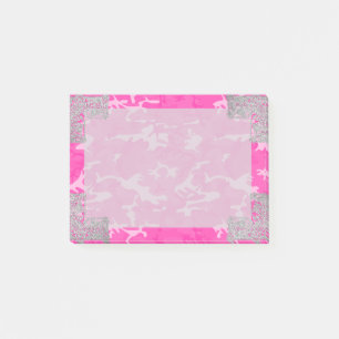 Bloco De Notas Camo cor-de-rosa com brilho do falso