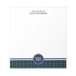 Bloco De Notas Campbell Clan Marinho Blue Scottish Tartan Monogra