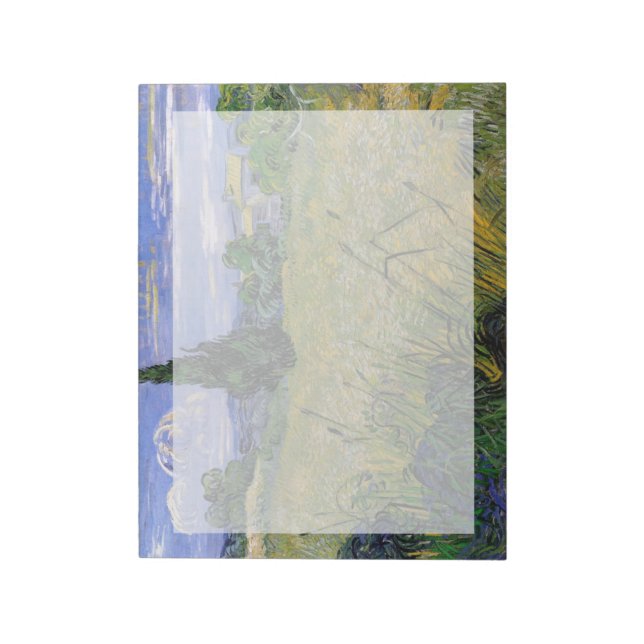 Bloco De Notas Campo de trigo verde com Cypress de Van Gogh. (Invertido)