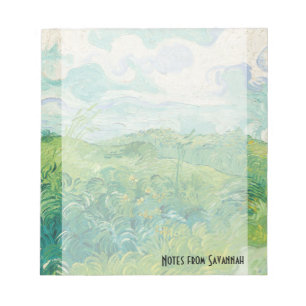 Bloco De Notas Campos de trigo verde de Van Gogh personalizados