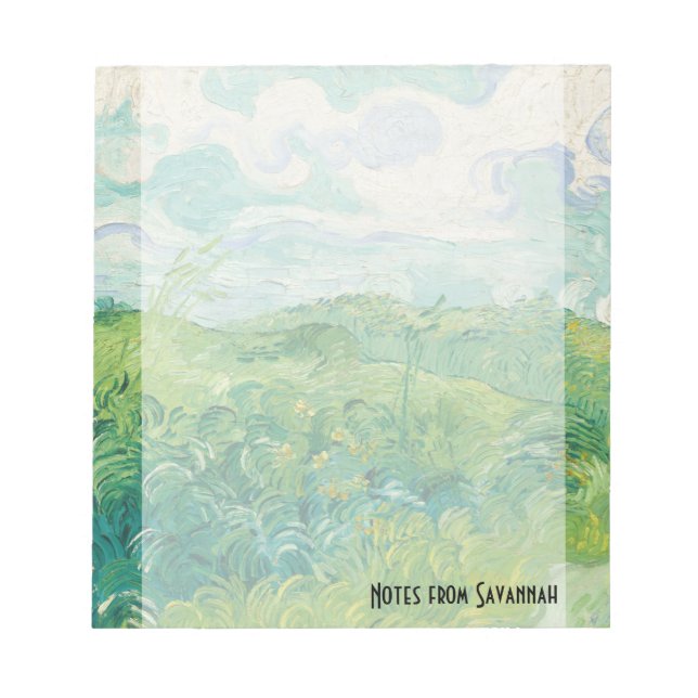 Bloco De Notas Campos de trigo verde de Van Gogh personalizados (Frente)