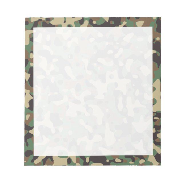 Bloco De Notas Camuflagem Verde Marrom Bege Cinza Floresta (Frente)