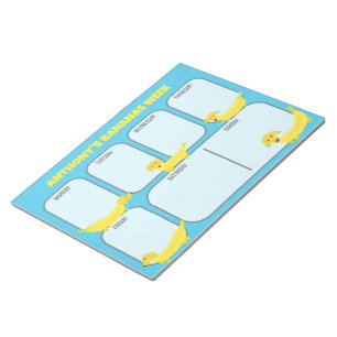 Bloco De Notas Canalizador Semanal De Cães De Banana Amarelos