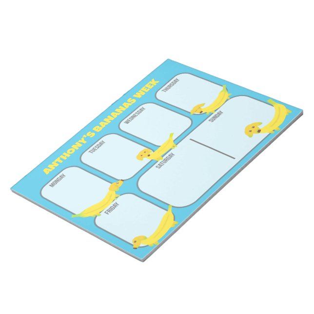 Bloco De Notas Canalizador Semanal De Cães De Banana Amarelos (Inclinado)