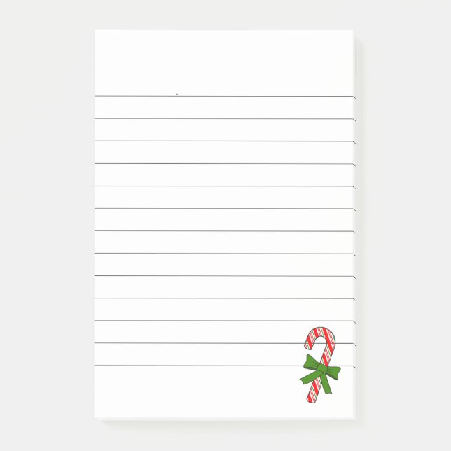 Bloco De Notas Candy Cane Fita Verde Natal Linhas (Frente)