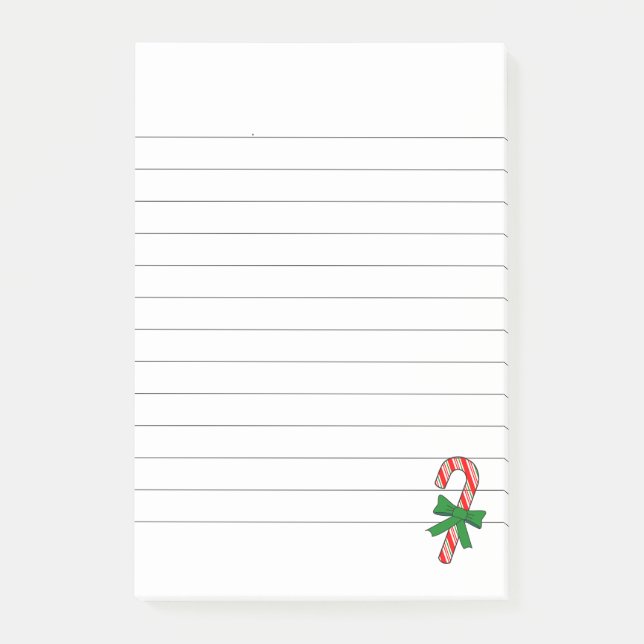 Bloco De Notas Candy Cane Green Ribbon Christmas Lined (Frente)