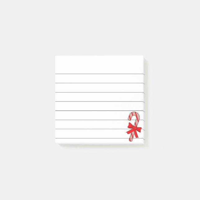 Bloco De Notas Candy Cane Red Ribbon Christmas Drawing Lined  (Frente)