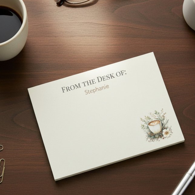 Bloco De Notas Caneca de Café Floral Personalizada (Criador carregado)