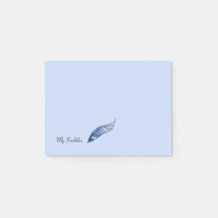 Bloco de notas - Caneta de penas azul