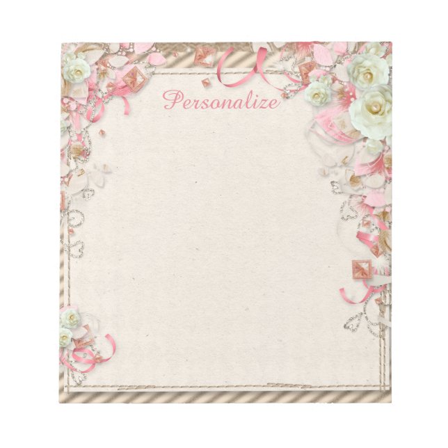 Bloco De Notas Canopia de Flores do Jardim Floral Elegante e Româ (Frente)