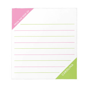 Bloco De Notas Canto Colorblock Rosa Verde Lima Da Mesa de