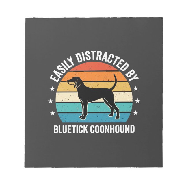 Bloco De Notas Cão Bluetick Coonhound Pôr do Sol Retro (Frente)
