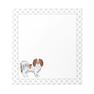 Bloco De Notas Cão Cartográfico Phalène Vermelho E Branco Com Cin