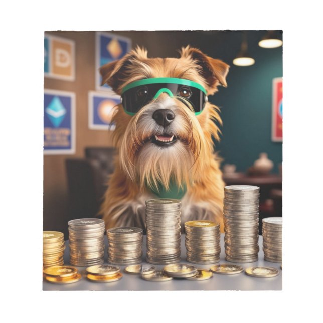 Bloco De Notas Cão com moedas criptográficas (Frente)