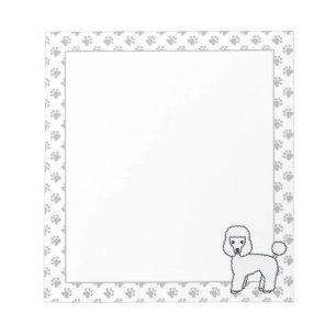 Bloco De Notas Cão de Cartoon Branco de Poodle