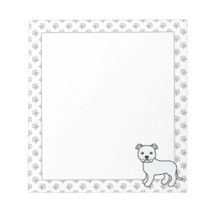 Bloco De Notas Cão de Cartoon Branco Inglês Staffie Cute