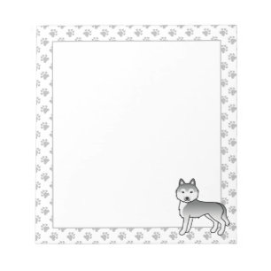 Bloco De Notas Cão-de-Cartoon Cónico Silver Siberian Husky
