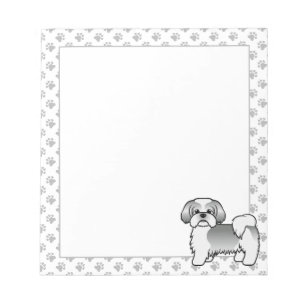 Bloco De Notas Cão De Cartoon De Silver E White Shih Tzu Cute