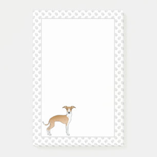 Bloco De Notas Cão De Greyhound Italiano Branco E Fawn Com Patas