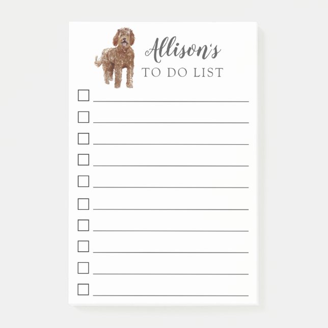 Bloco De Notas Cão de Labradoodle personalizado para fazer a (Frente)