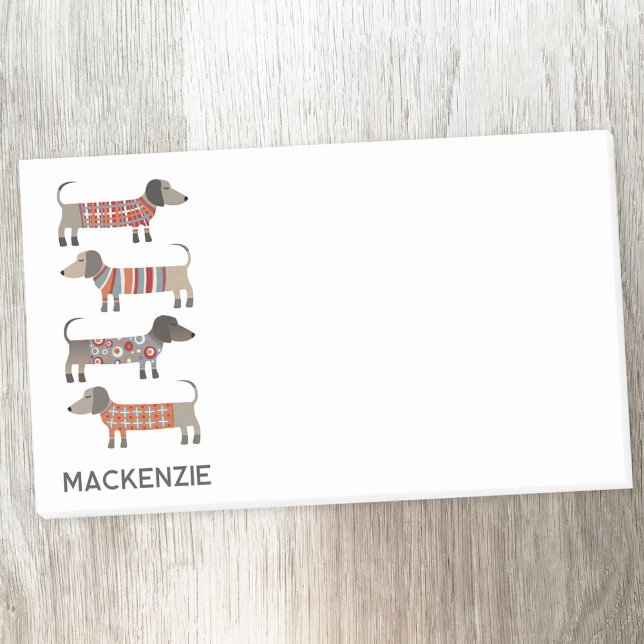 Bloco De Notas Cão de linguiça de Dachshund Personalizado (Fun Dachshund Sausage Wiener Dog personalize post it notes)