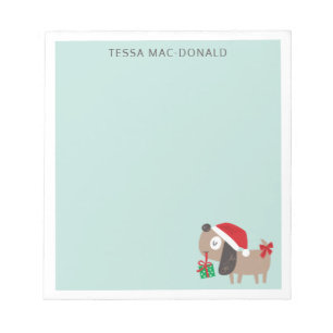 Bloco De Notas Cão de natal bonito na horta