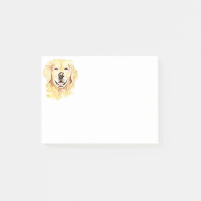 Bloco De Notas Cão de Retriever ouro Pet Aquarela animal (Frente)