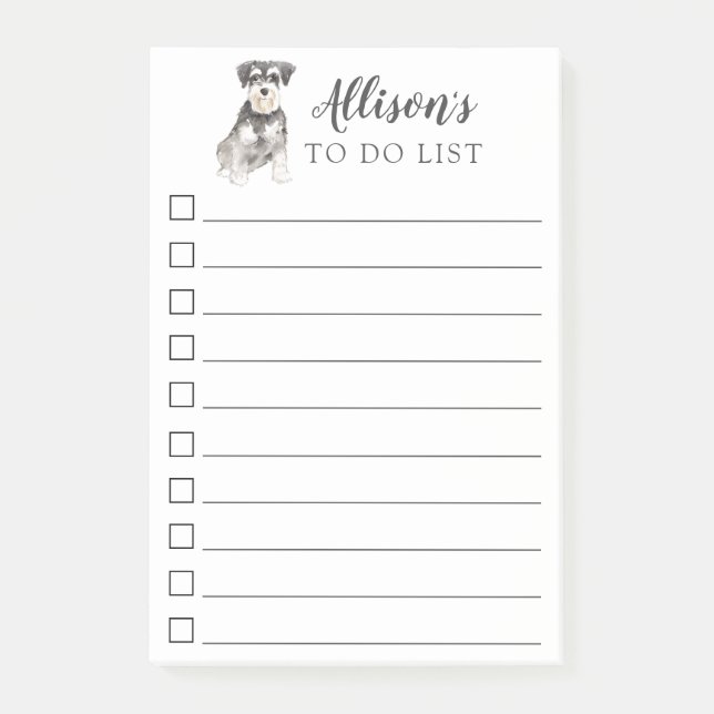 Bloco De Notas Cão do Schnauzer diminuto personalizado para fazer (Frente)
