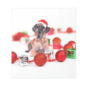 Bloco De Notas Cão Dogue Alemão com Enfeites de Natal Presentes