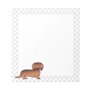 Bloco De Notas Cão e patas de cartoon de cabelo longo vermelho
