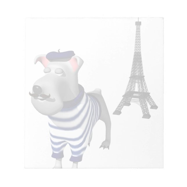 Bloco De Notas Cão em Beret em frente à Torre Eiffel (Frente)
