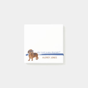 Bloco De Notas Cão pequeno do Dachshund com vidros azuis