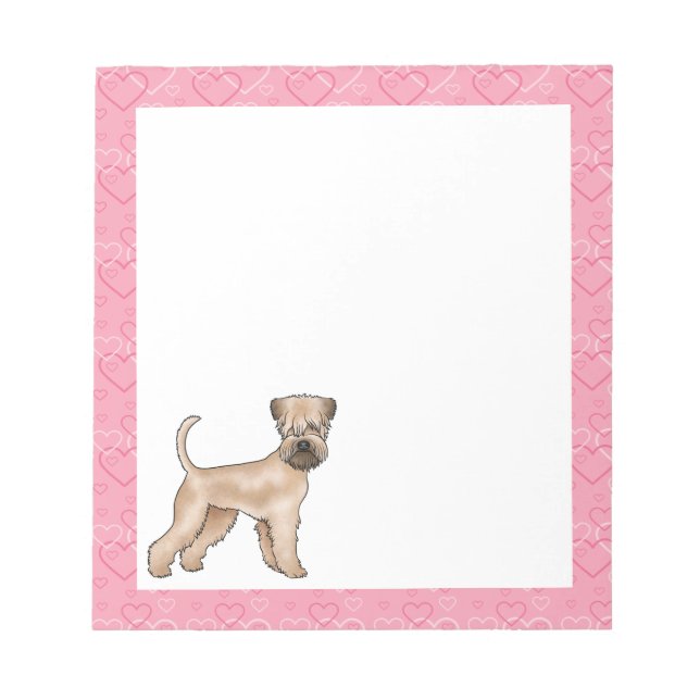 Bloco De Notas Cão Soft-Coated Wheaten Terrier Padrão de Coração  (Frente)