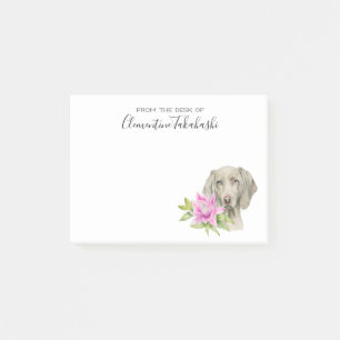 Bloco De Notas Cão Weimaraner e Lily Watercolor Adicione Seu No