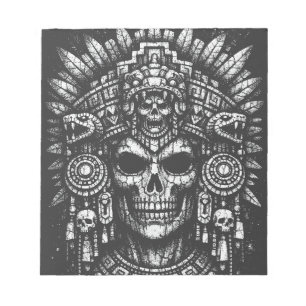 Bloco De Notas Capacete de Caveira Asteca por BurnsInHell