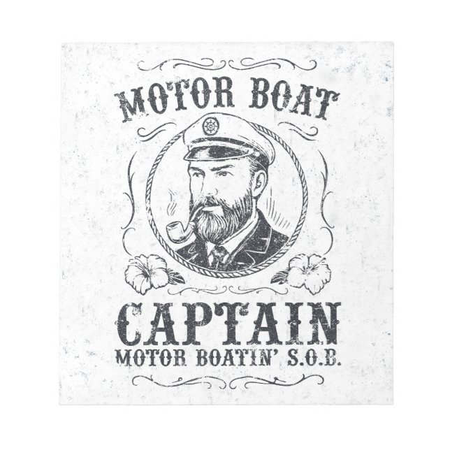 Bloco De Notas Capitão de Barco a Motor Divertido Pontão Boating (Frente)