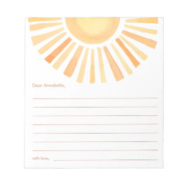 Bloco De Notas Cápsula do tempo Boho Sol amarelo alaranjado