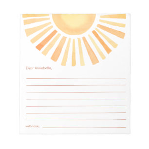 Bloco De Notas Cápsula do tempo Boho Sol amarelo alaranjado