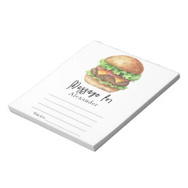 Bloco De Notas Cápsula do Tempo de Churrasco de Hambúrguer Mensag