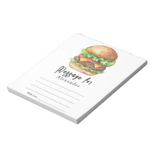 Bloco De Notas Cápsula do Tempo de Churrasco de Hambúrguer Mensag